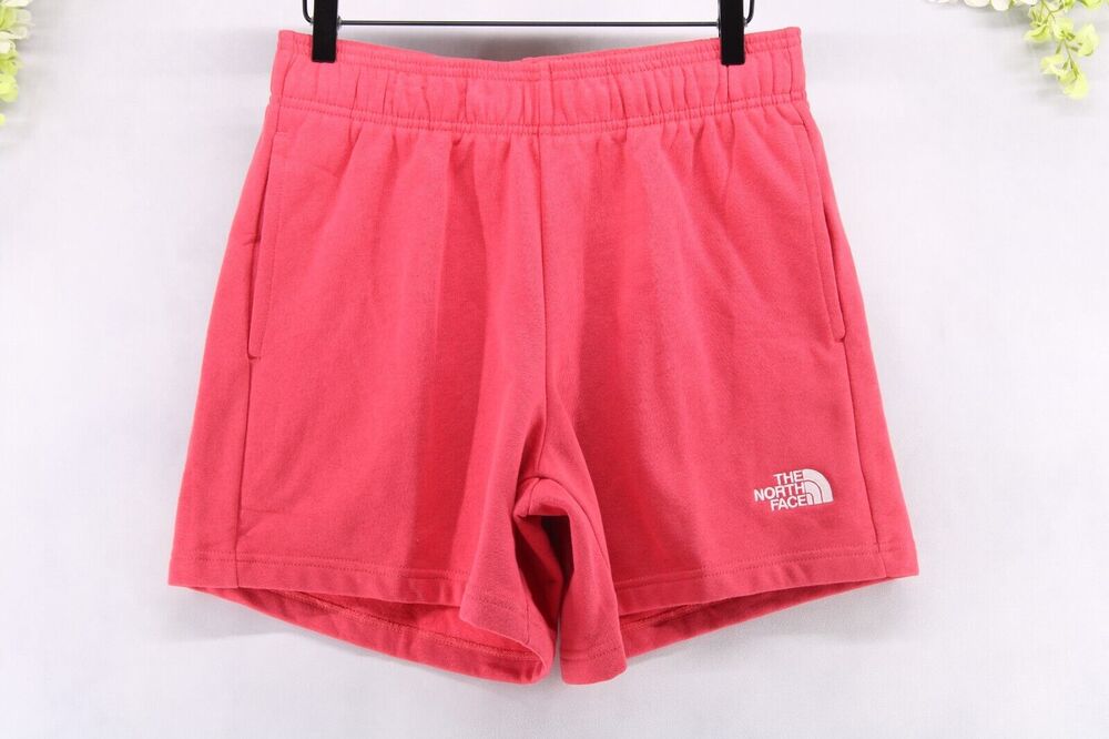 North Face NWT Fleece Women's Sz M Shorts Logo Cotton Blend Red Coral